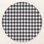 Black Gingham Ronde Kartonnen Onderzetter (Voorkant)