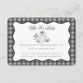 Black Gingham Schattige Ghost Registry Kaart Invoe