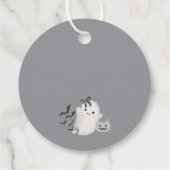 Black Gingham Schattigee Boo Ghost Verjaardagsfees Bedankjes Labels (Achterkant)