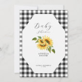 Black Gingham Sunflower Generic Baby shower Kaart (Voorkant)