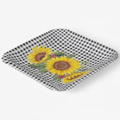 Black Gingham Sunflower Party Favor Classic Papieren Bordje (Gebogen)