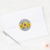 Black Gingham Sunflower Party Favor Ronde Sticker (Envelop)