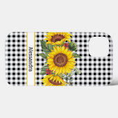 Black Gingham Sunflower Persoonlijk Case-Mate iPhone Case (Achterkant (horizontaal))