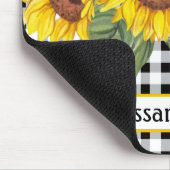 Black Gingham Sunflower Persoonlijk Muismat (Hoek)