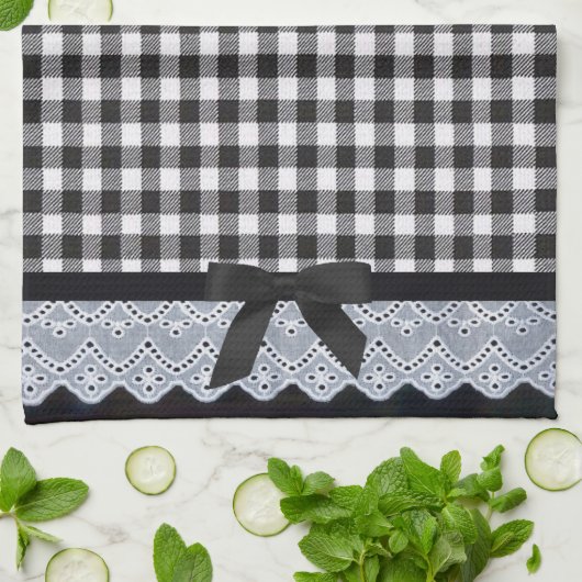 Black Gingham Theedoek (Gevouwen)