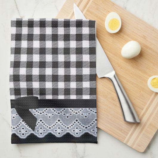 Black Gingham Theedoek (Quarter Fold)