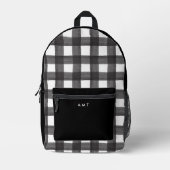 Black Gingham Waterverf gepersonaliseerde naam Ini Bedrukte Rugzak (Voorkant)