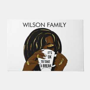 Black Girl Afro American Woman Inspirational Quote Deurmat