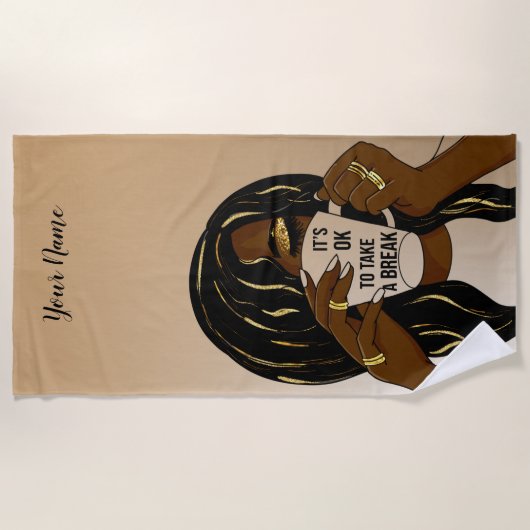 Black Girl Afro American Woman Inspirational Quote Strandlaken (Voorkant)