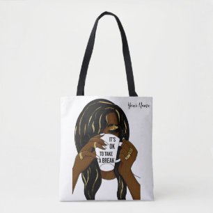Black Girl Afro American Woman Inspirational Quote Tote Bag