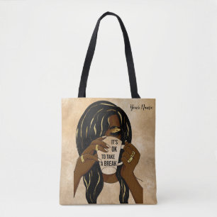 Black Girl Afro American Woman Inspirational Quote Tote Bag