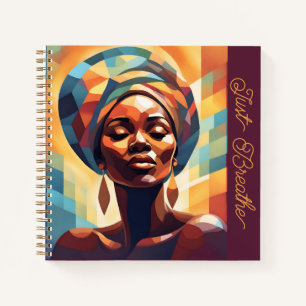 Black Girl Afro Amerikaanse vrouw "Just Breathe" Notitieboek