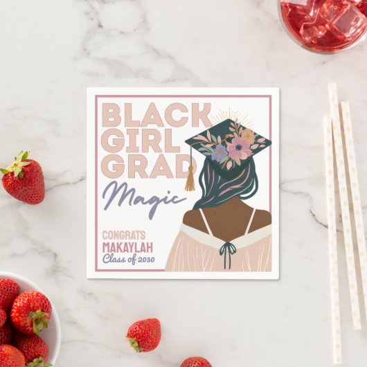 Black Girl Afstudeerder Magic Floral Boho Afstudee Servet (Insitu)