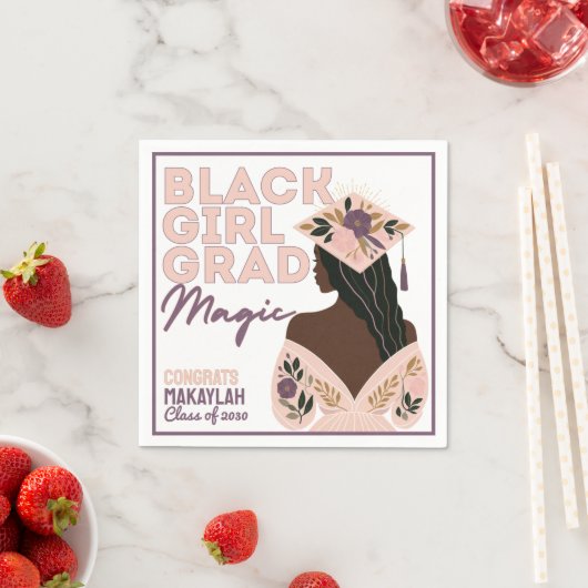 Black Girl Afstudeerder Magic Floral Boho Afstudee Servet (Insitu)