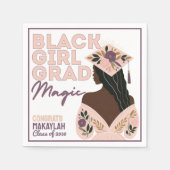 Black Girl Afstudeerder Magic Floral Boho Afstudee Servet (Voorkant)
