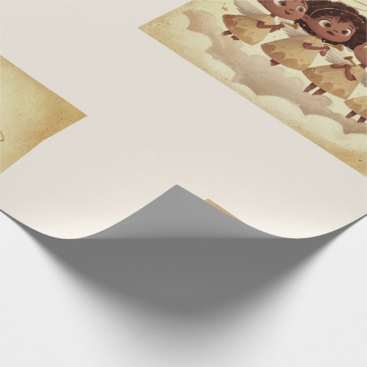 Black Girl Angel Christmas Choir Wrapping Paper 1 Cadeaupapier (Hoek)