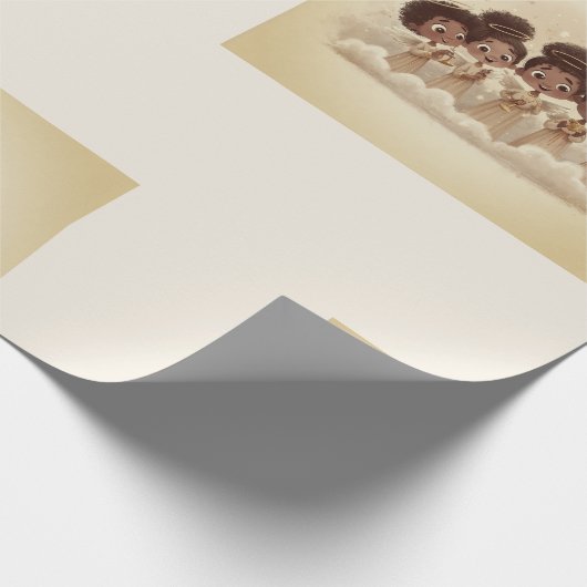 Black Girl Angel Christmas Choir Wrapping Paper 2 Cadeaupapier (Hoek)