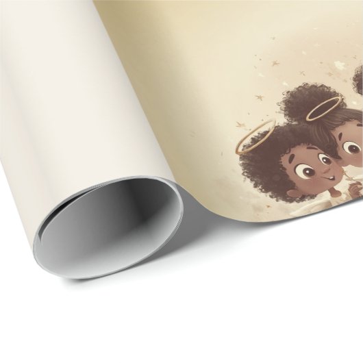 Black Girl Angel Christmas Choir Wrapping Paper 2 Cadeaupapier (Rol Hoek)