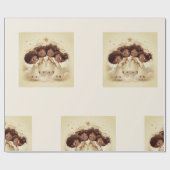 Black Girl Angel Christmas Choir Wrapping Paper 3 Cadeaupapier (Vlak)