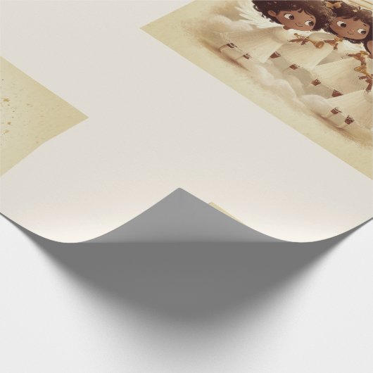 Black Girl Angel Christmas Choir Wrapping Paper 3 Cadeaupapier (Hoek)