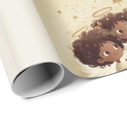Black Girl Angel Christmas Choir Wrapping Paper 3 Cadeaupapier (Rol Hoek)