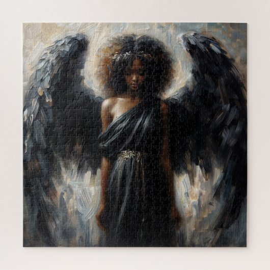 Black Girl Angel With Dark Wings Legpuzzel (Verticaal)