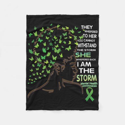 Black Girl Awareness Mental Health Warrior Fleece Deken (Voorkant)