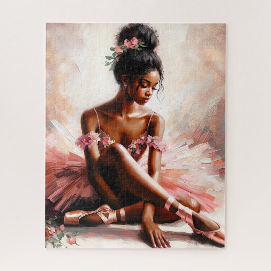 Black Girl balletdanseres in het roze Legpuzzel (Verticaal)