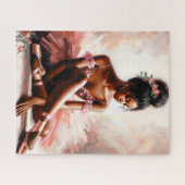 Black Girl balletdanseres in het roze Legpuzzel (Horizontaal)