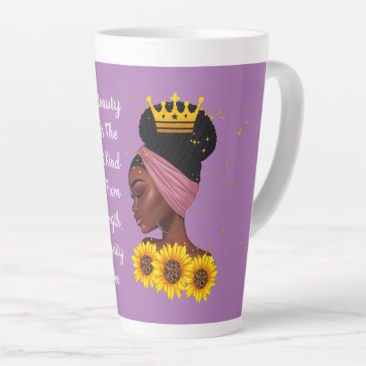 Black Girl Beauty in Empowerment Quote Latte Mok (Rechterhoek)