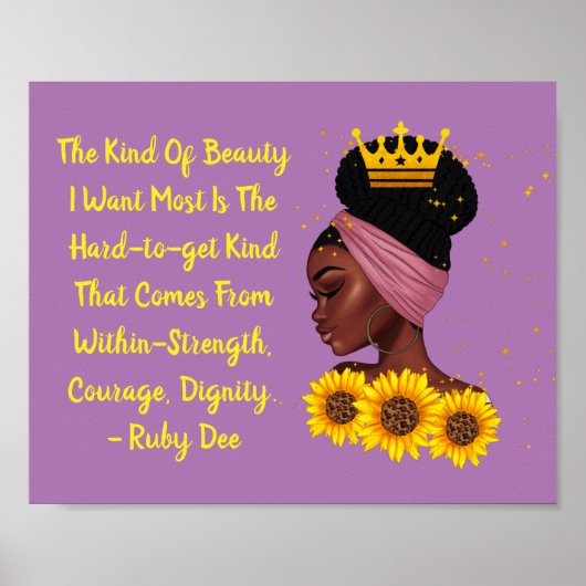 Black Girl Beauty in Empowerment Quote Poster (Voorkant)