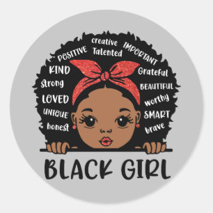 Black Girl Black History-maand Ronde Sticker