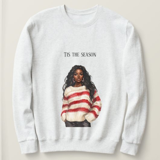 Black Girl Candy Cane RedStripes Sweater Christmas (Design voorkant)