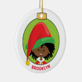Black Girl Elf Keramisch Ornament (Rechts)