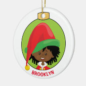 Black Girl Elf Keramisch Ornament (Links)