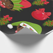 Black Girl Elf-kerstpapier, Cadeaupapier (Hoek)