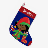 Black Girl Elf Kleine Kerstsok (Voorkant (Hangend))
