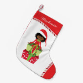Black Girl Elf Kleine Kerstsok (Voorkant (Hangend))