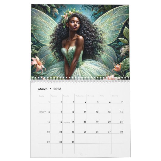 Black Girl Fairy Kunstwerk Kalender (Mar 2026)