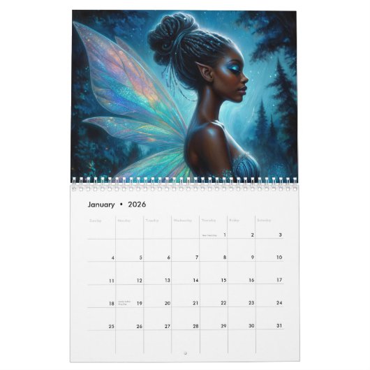 Black Girl Fairy Kunstwerk Kalender (Jan 2026)