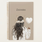 Black Girl Flowers in Hair Heart Balloon Planner (Voorkant)