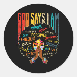 Black Girl God zegt dat ik zwart ben Melanin Junet Ronde Sticker