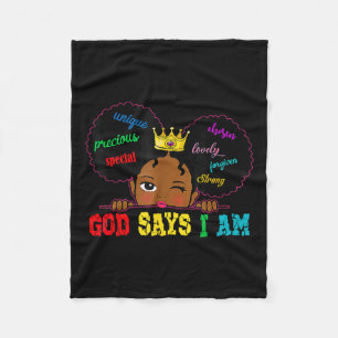 Black Girl God zegt dat ik zwarte Melanin Geschied Fleece Deken