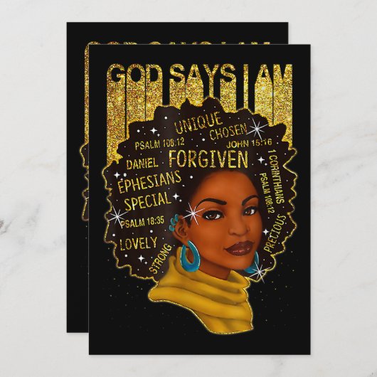 Black Girl God zegt dat ik zwarte Melanin Geschied Kaart (Voorkant / Achterkant)