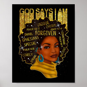 Black Girl God zegt dat ik zwarte Melanin Geschied Poster