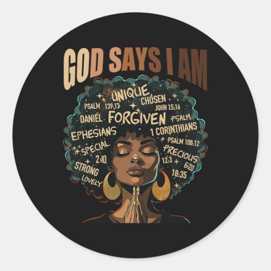 Black Girl God zegt dat ik zwarte Melanin Geschied Ronde Sticker (Voorkant)