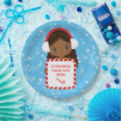 Black Girl Holding Snoep Xmas Lijst Paper Bord (Feest)