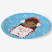 Black Girl Holding Snoep Xmas Lijst Paper Bord (Gekanteld)