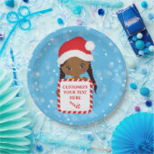 Black Girl Holding Snoep Xmas Lijst Paper Bord (Feest)