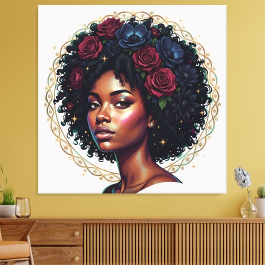 Black Girl Magic Afro Diva Canvas Afdruk (Insitu (Woonkamer))